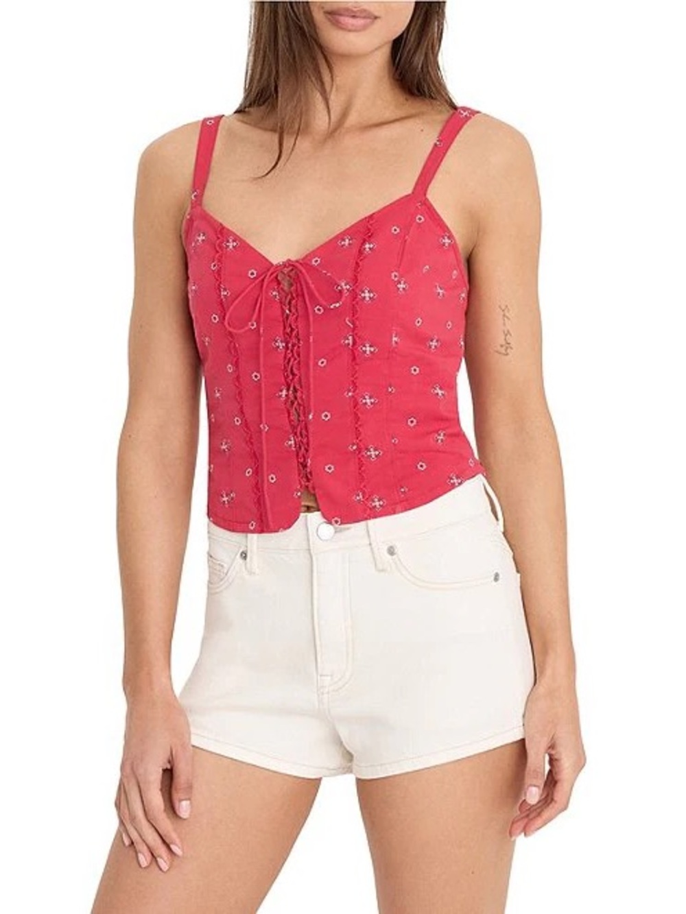 Good American Dolly Lace Up Poplin Tank